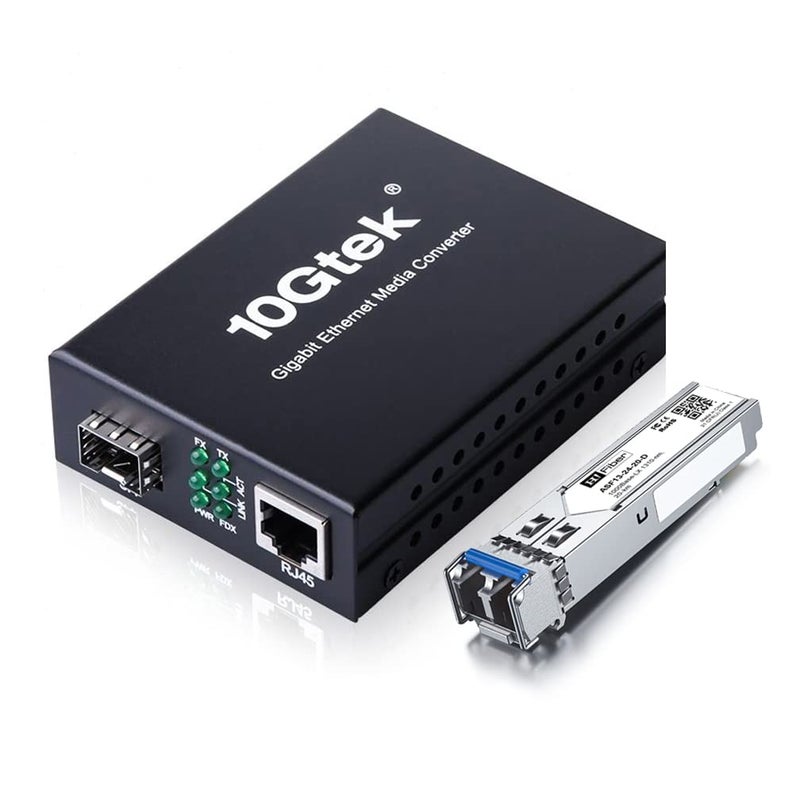 HYFIBER Fiber to Ethernet Media Converter, Gigabit Single Mode SFP LC Converter, 1000Base-LX to 10/100/1000M RJ45, SMF, 1310nm, up to 20km (12.4miles) - Image 1